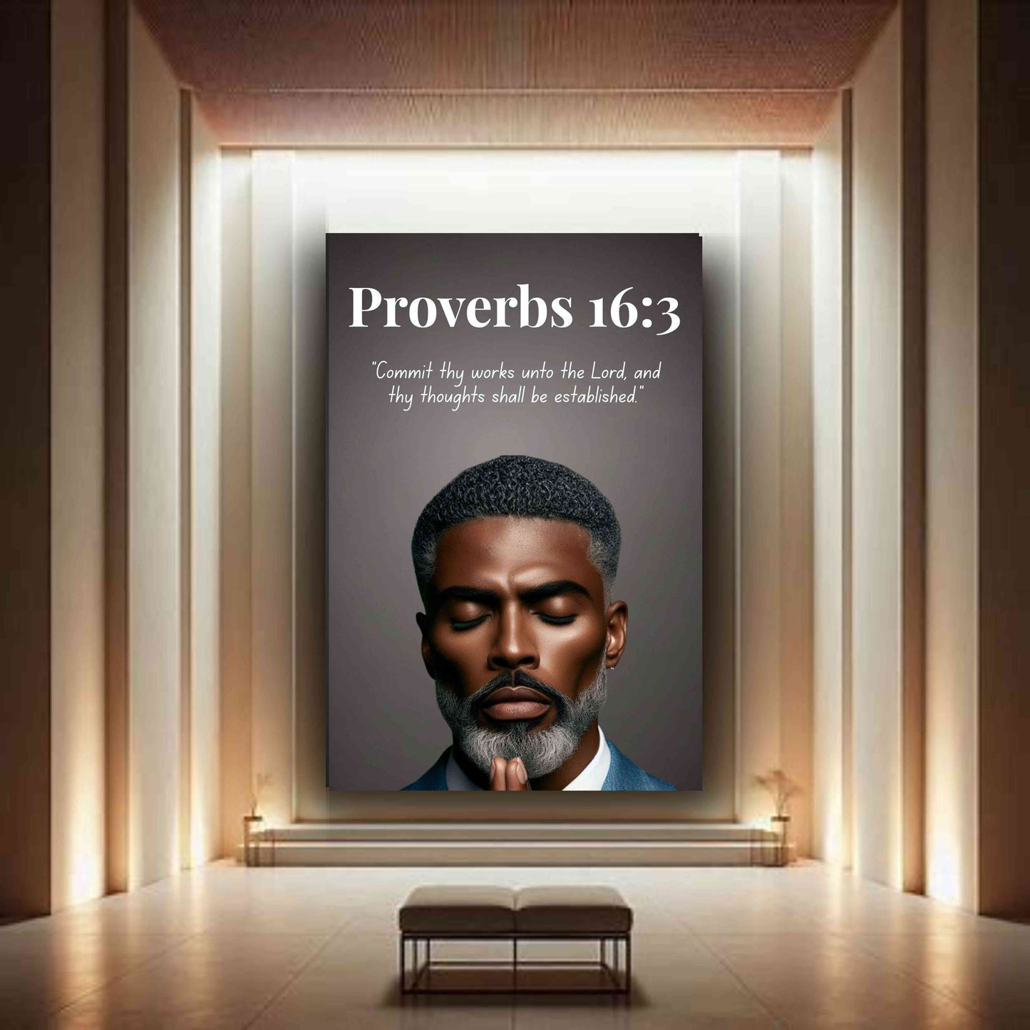 Men of Faith Collection – Proverbs 16:3 - Men's Scripture Canvas, Bible Verse Decor