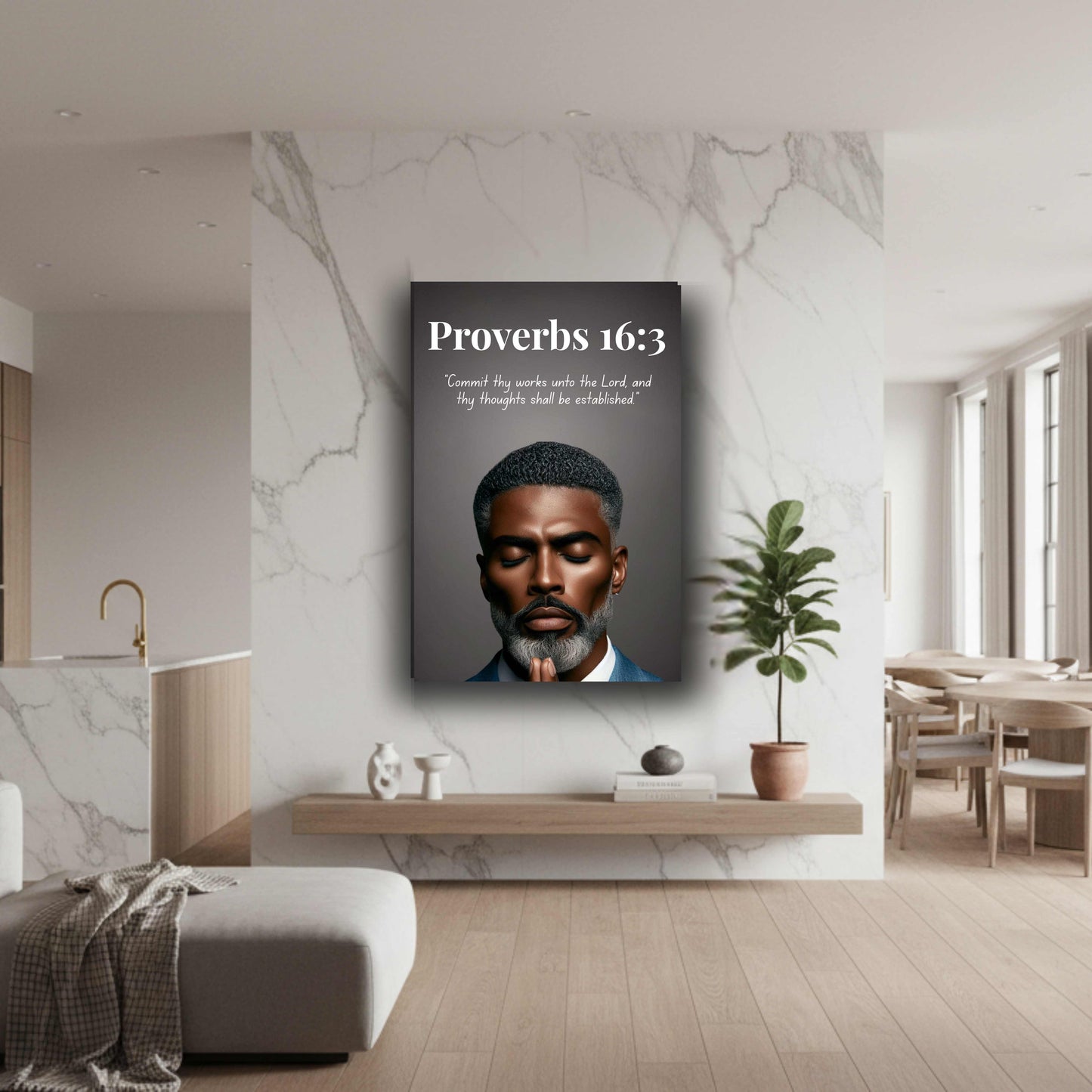 Men of Faith Collection – Proverbs 16:3 - Men's Scripture Canvas, Bible Verse Decor