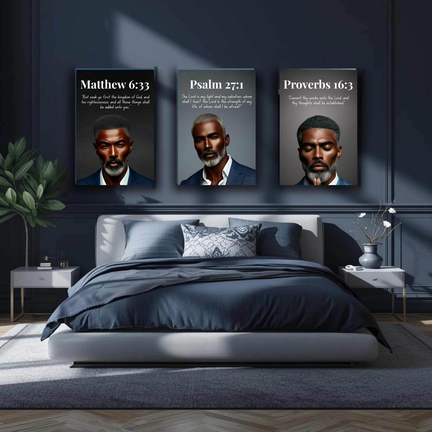 Men of Faith Collection – Proverbs 16:3 - Men's Scripture Canvas, Bible Verse Decor