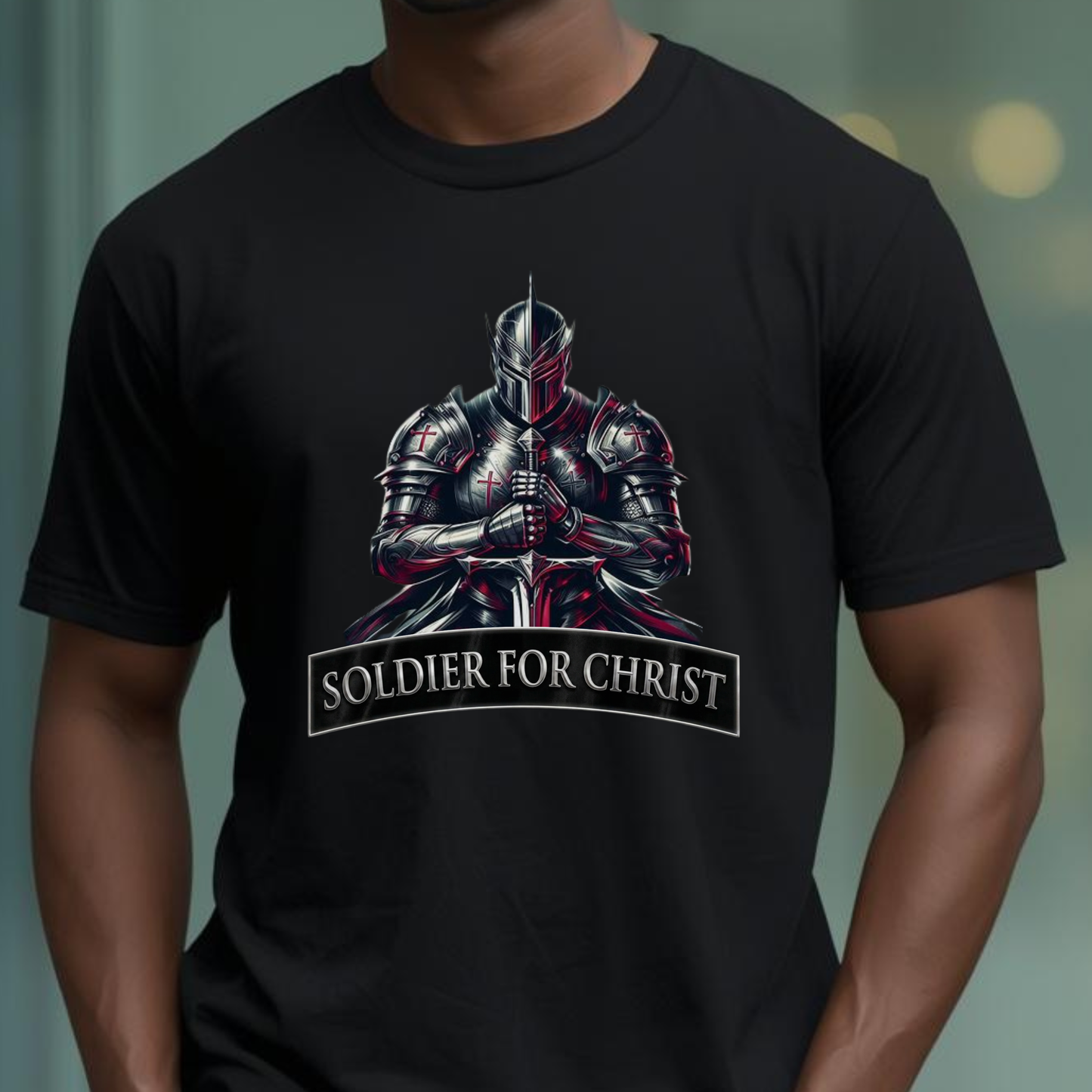 "Soldier for Christ Tee" - inspirational Christian Men's Shirt, Faith-Based Gift