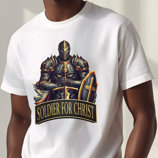 "Soldier For Christ" Christian Inspirational Men's Armour T-shirt, Faith Gift