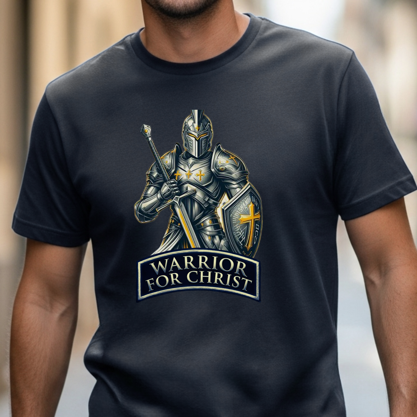 "Warrior for Christ" T-shirt - Inspirational Christian Men's Shirt - Faith-Based Gift