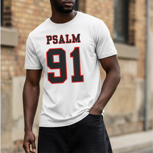 Psalm 91 - Football Jersey Style Men’s Christian Faith T-shirt