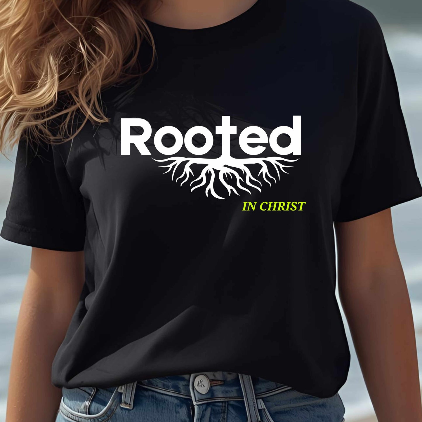 "Rooted In Christ" - Faith-Based Christian Women's Cotton T-Shirt, Inspirational