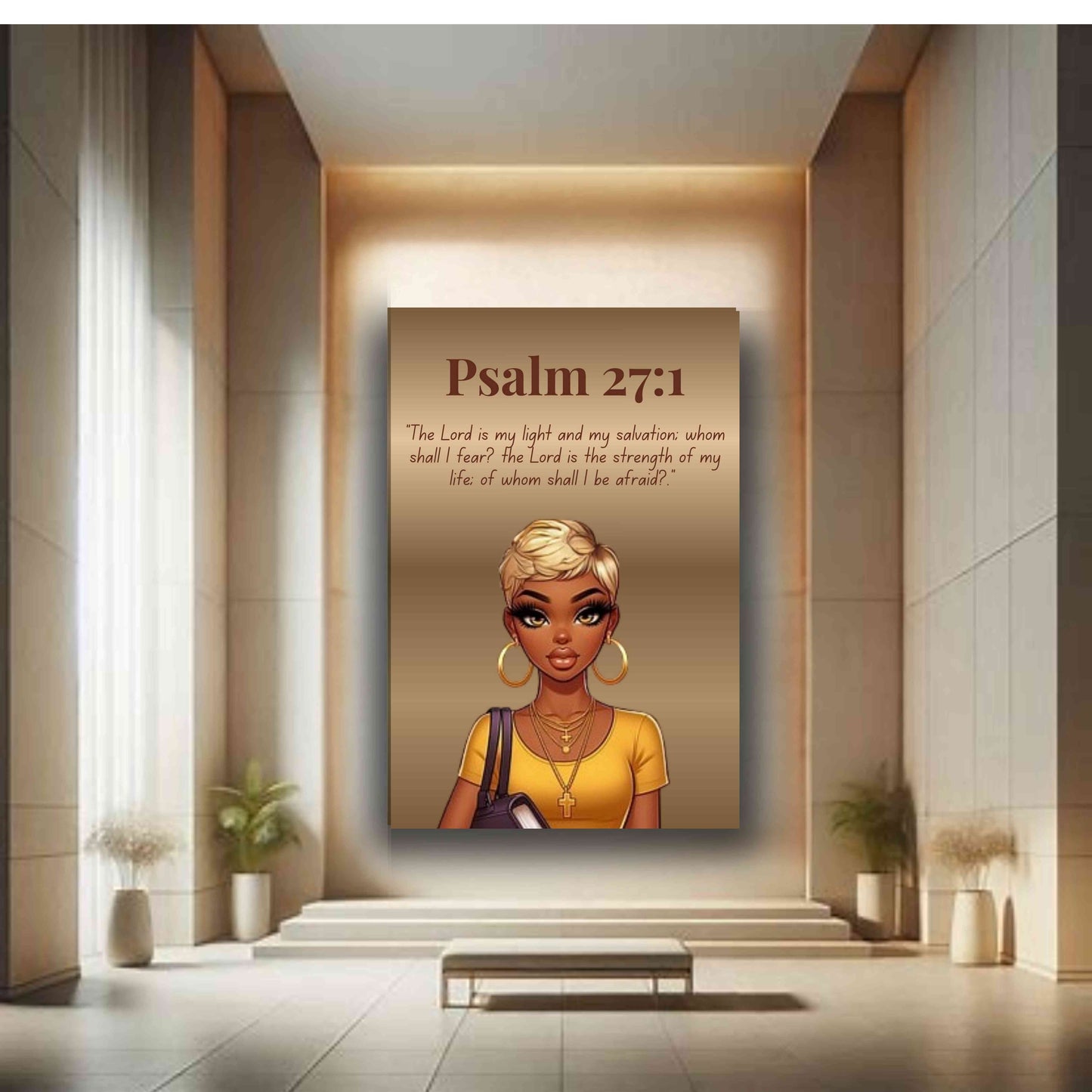 Faith First Collection - Psalm 27:1 - Bible Verse Wall Art, Christian Home Décor, Faith Gift