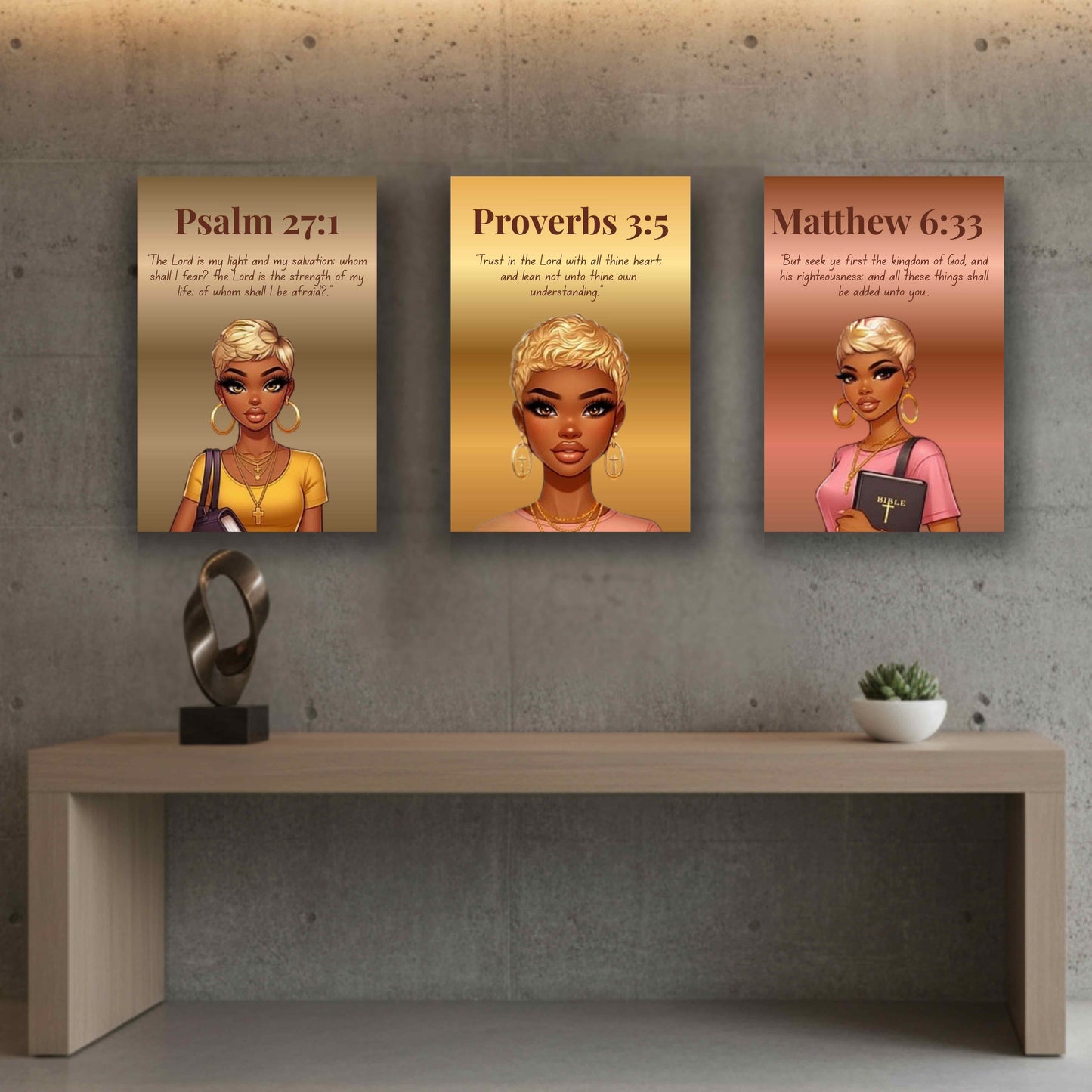 Faith First Collection - Psalm 27:1 - Bible Verse Wall Art, Christian Home Décor, Faith Gift