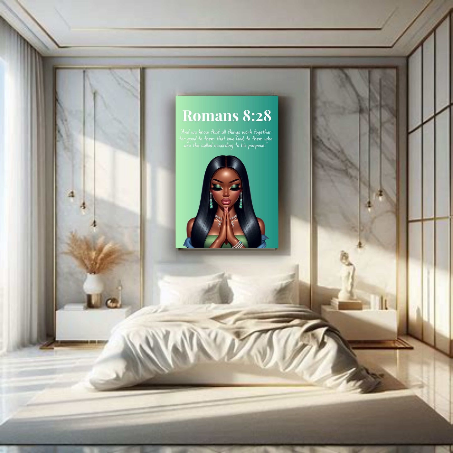 Prayer Warriors Collection - Romans 8:28 - Bible Verse Canvas, Motivational Scripture Art