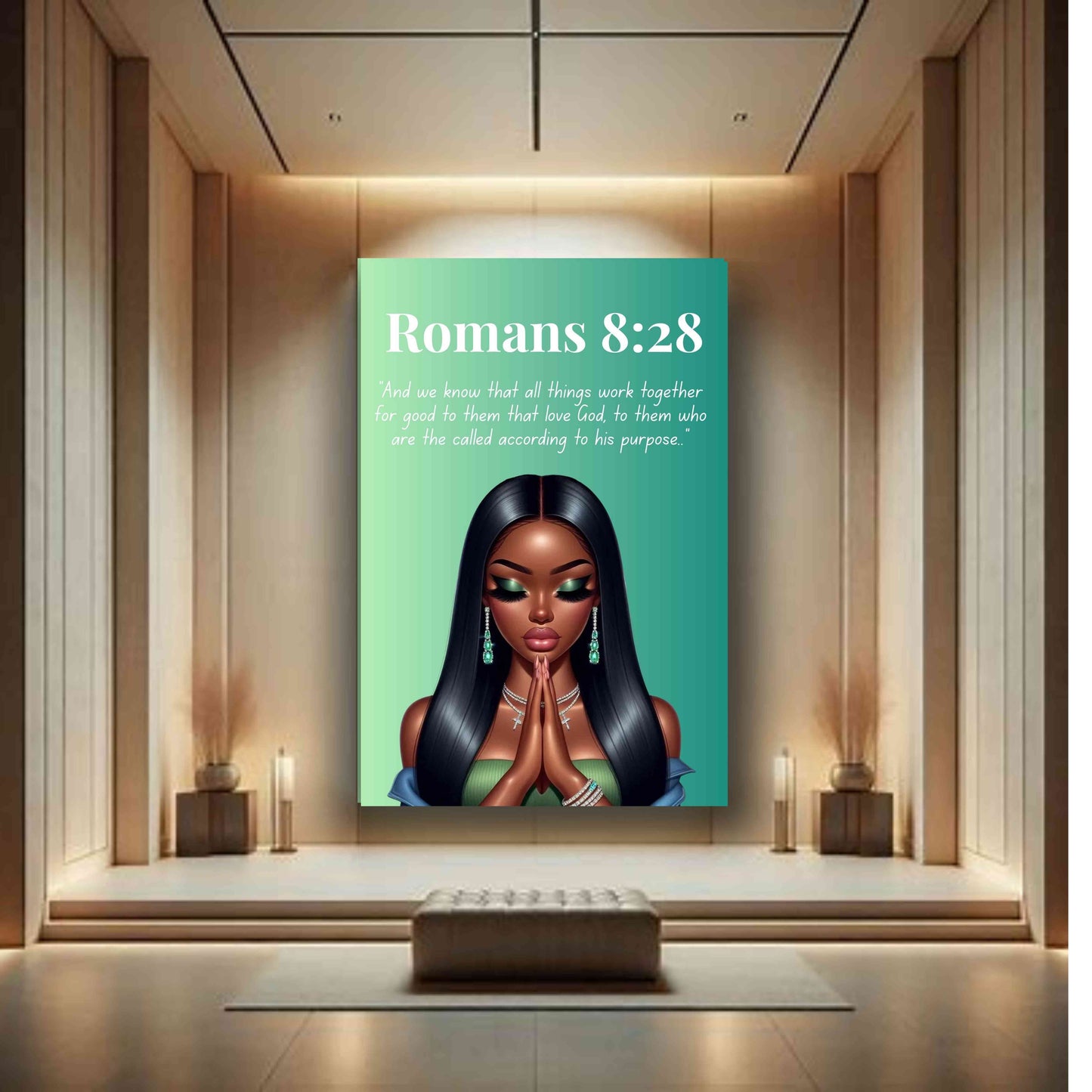 Prayer Warriors Collection - Romans 8:28 - Bible Verse Canvas, Motivational Scripture Art