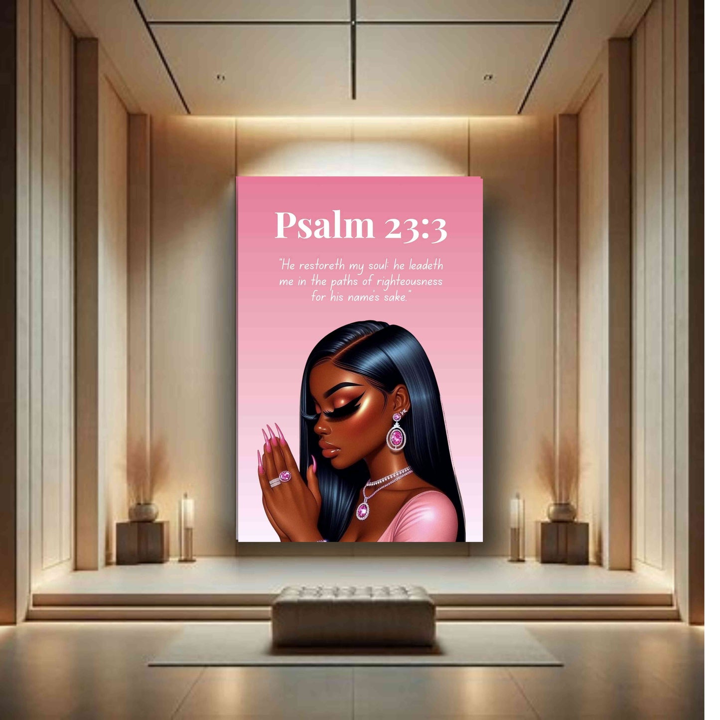 Prayer Warriors Collection - Psalm 23:3 - Motivational Christian Wall Art, Gift for Women
