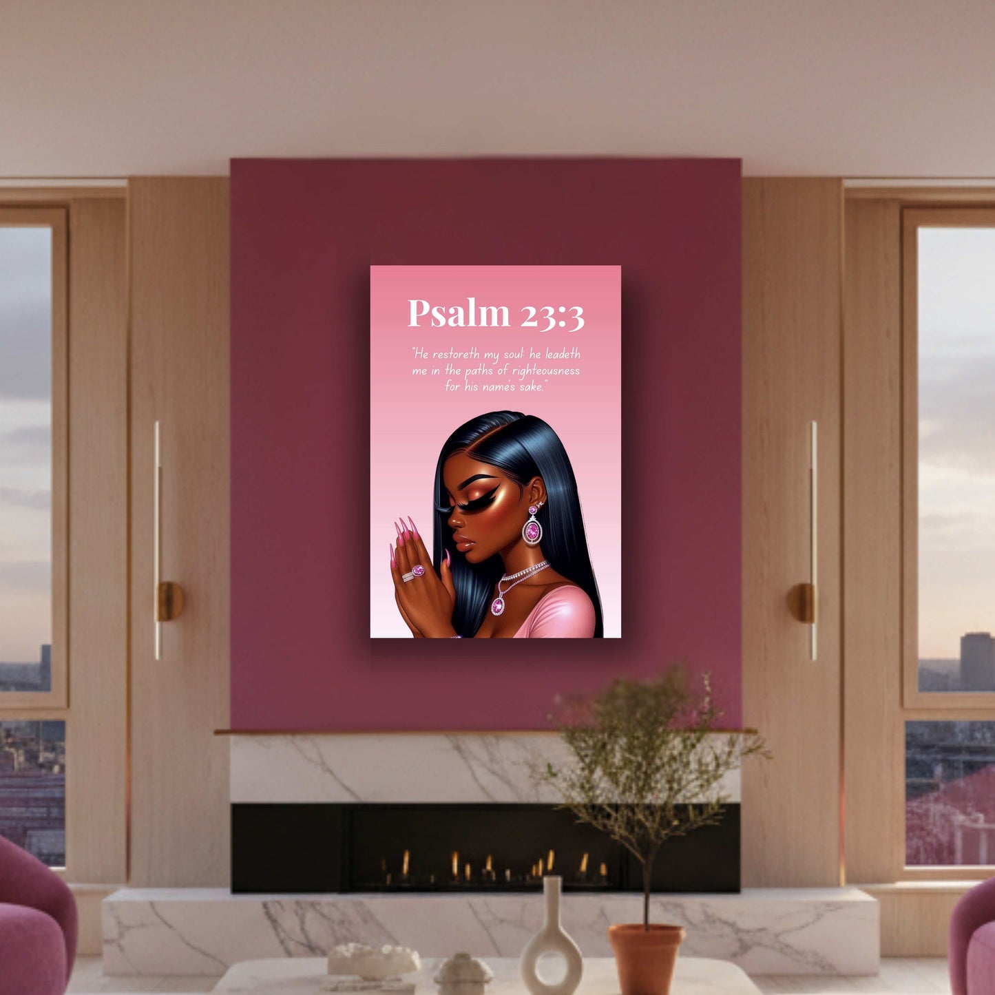 Prayer Warriors Collection - Psalm 23:3 - Motivational Christian Wall Art, Gift for Women