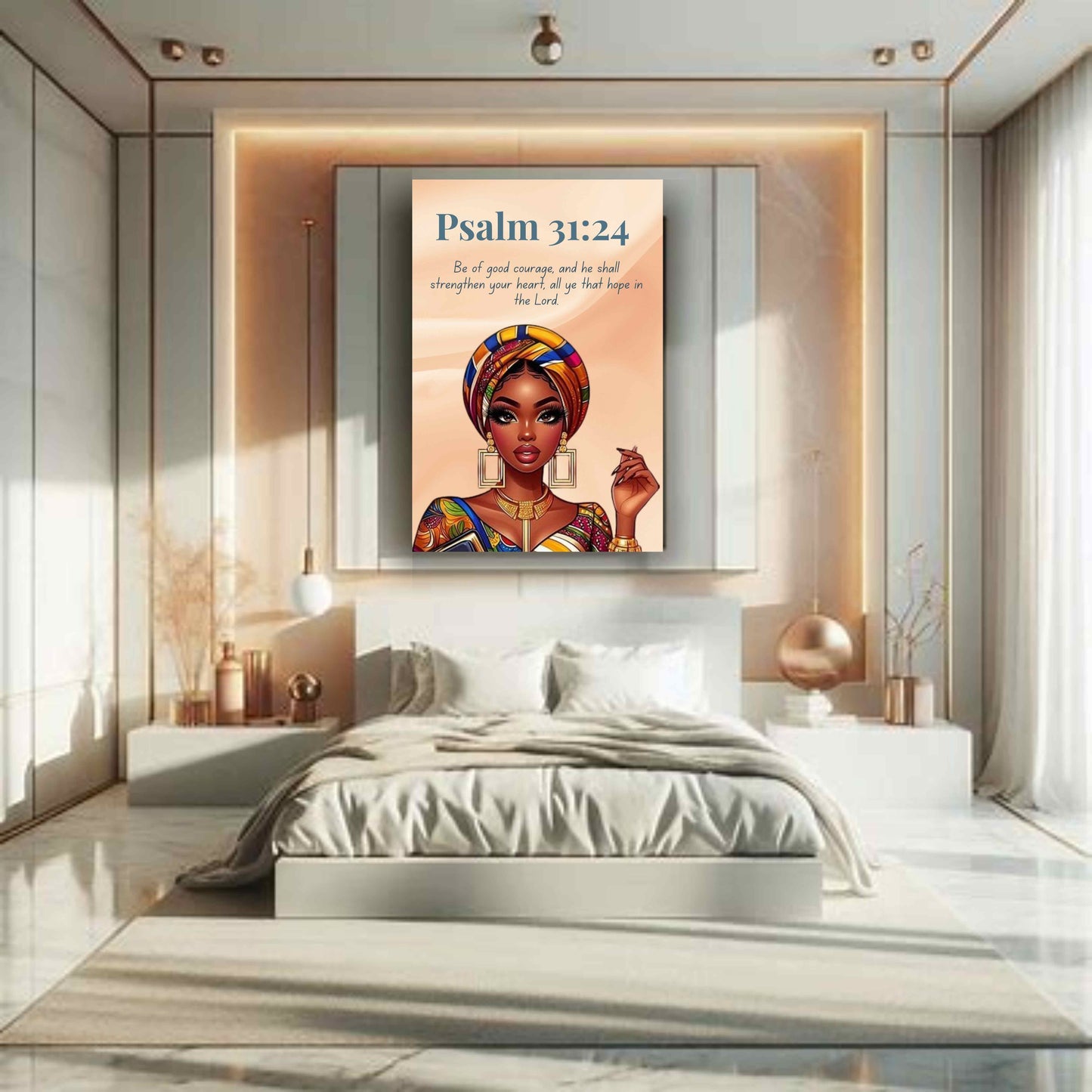 Courageous Faith Collection - Psalm 31:24 - Bible Verse Decor, Inspirational Wall Art