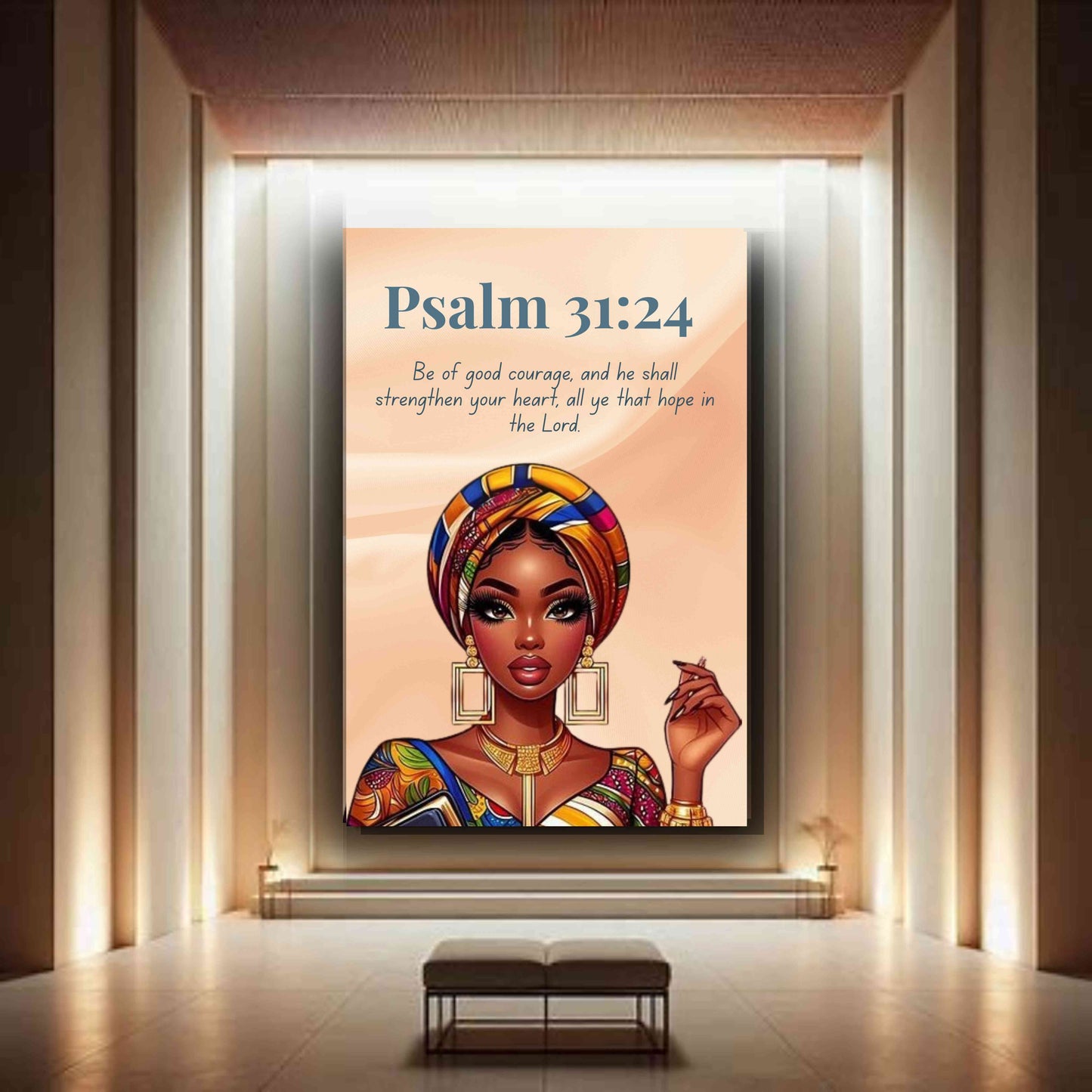 Courageous Faith Collection - Psalm 31:24 - Bible Verse Decor, Inspirational Wall Art