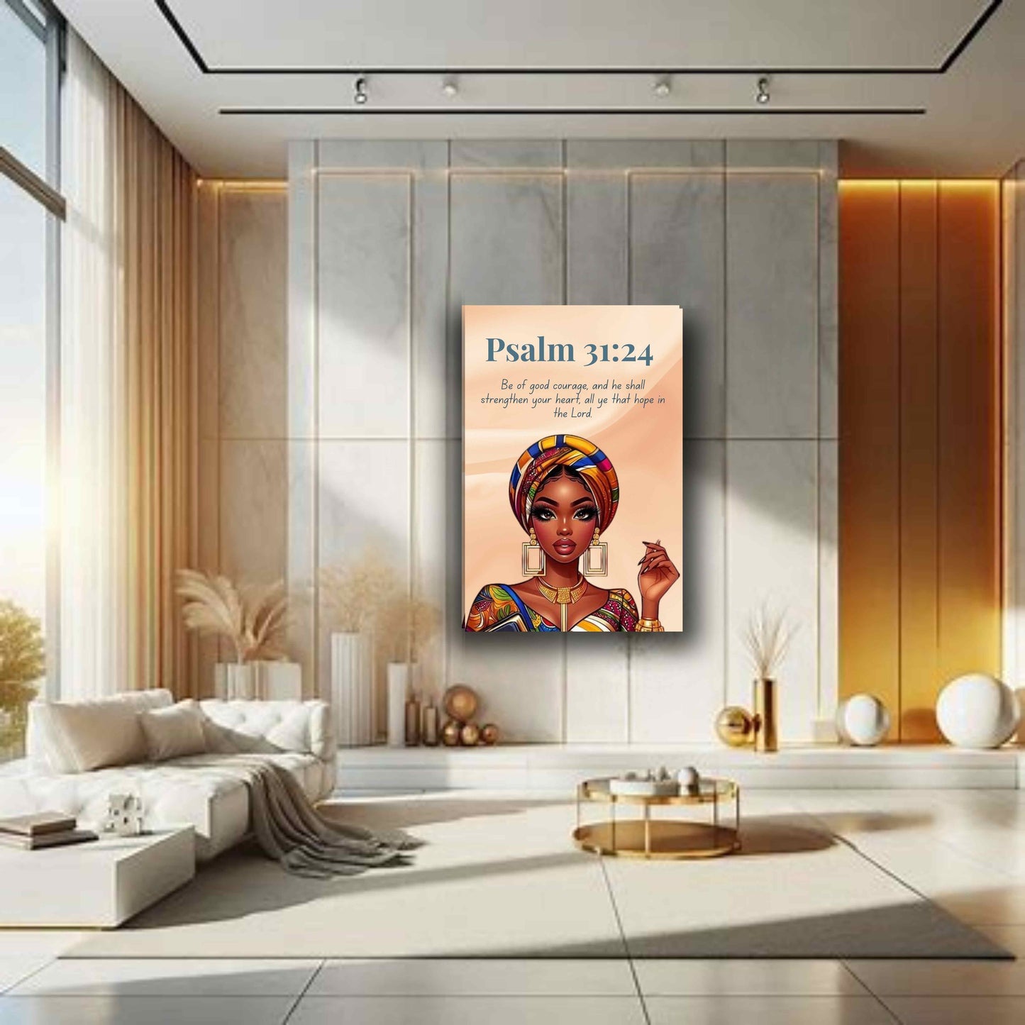 Courageous Faith Collection - Psalm 31:24 - Bible Verse Decor, Inspirational Wall Art