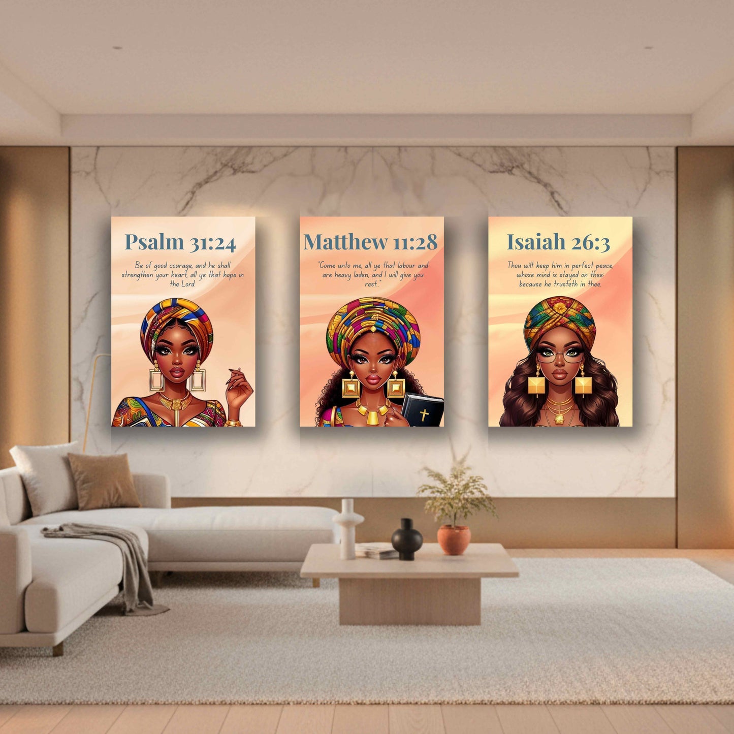 Courageous Faith Collection - Psalm 31:24 - Bible Verse Decor, Inspirational Wall Art