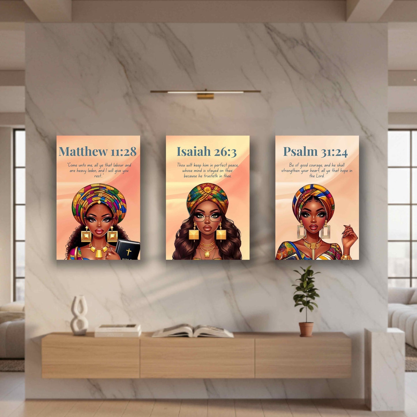 Courageous Faith Collection - Matthew 11:28 - Bible Verse Canvas, Motivational Scripture Art
