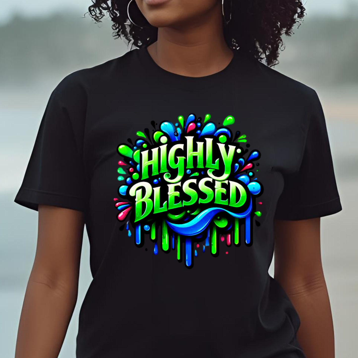"Highly Blessed" -  Motivational Graphic Faith Based Women's Cotton T-shirt