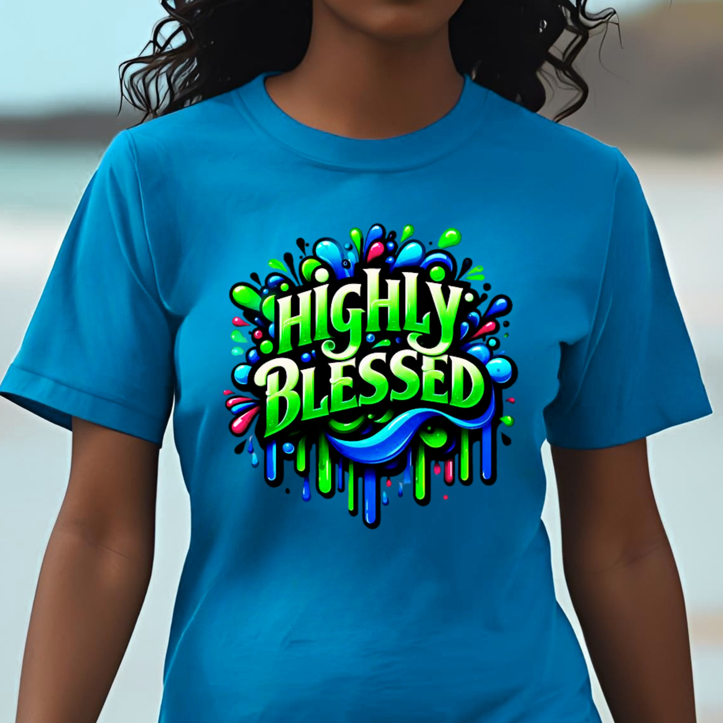 "Highly Blessed" -  Motivational Graphic Faith Based Women's Cotton T-shirt