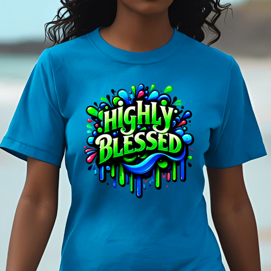 "Highly Blessed" -  Motivational Graphic Faith Based Women's Cotton T-shirt